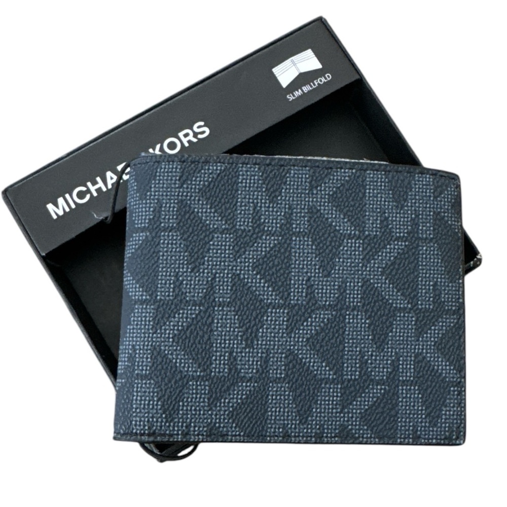 Michael Kors Jet Set Leather Bifold Wallet Navy Admiral Blue - Picture 8 of 8